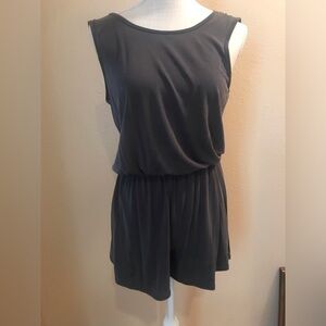 Dark grey romper twist open back stretchy waist